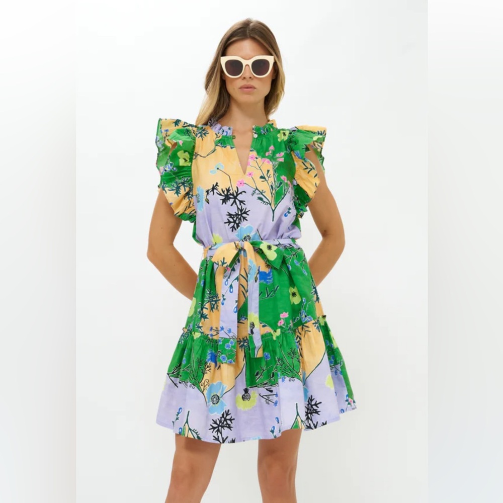 NWT Oliphant flirty ruffle hem mini in Stockholm Green. Sold out size on website